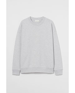 Katoenen Sweater - Oversized Fit Lichtgrijs Gemêleerd