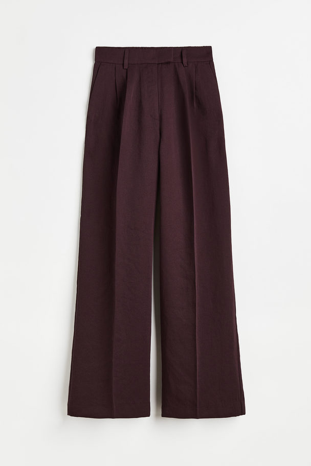 H&M Wide Trousers Dark Red