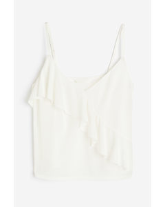 Flounce-detail Strappy Top White