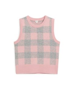 Wool Jacquard Vest Pink/grey