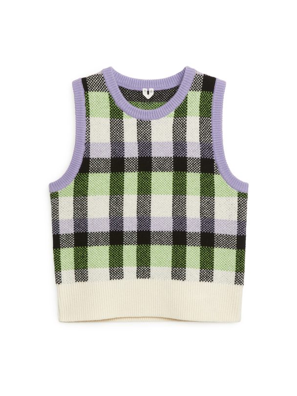 Arket Wool Jacquard Vest Lilac/green/off White