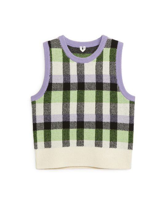 Arket Wool Jacquard Vest Lilac/green/off White