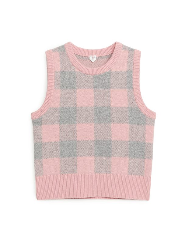 Arket Wool Jacquard Vest Pink/grey