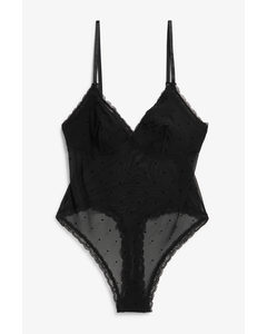 Mesh And Lace Body Black