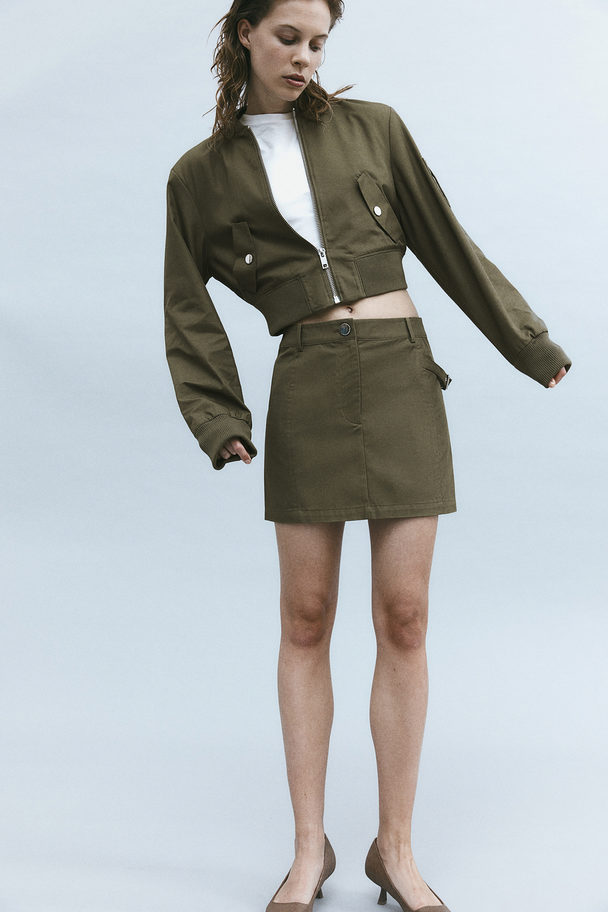 H&M Cargo Mini Skirt Dark Khaki Green