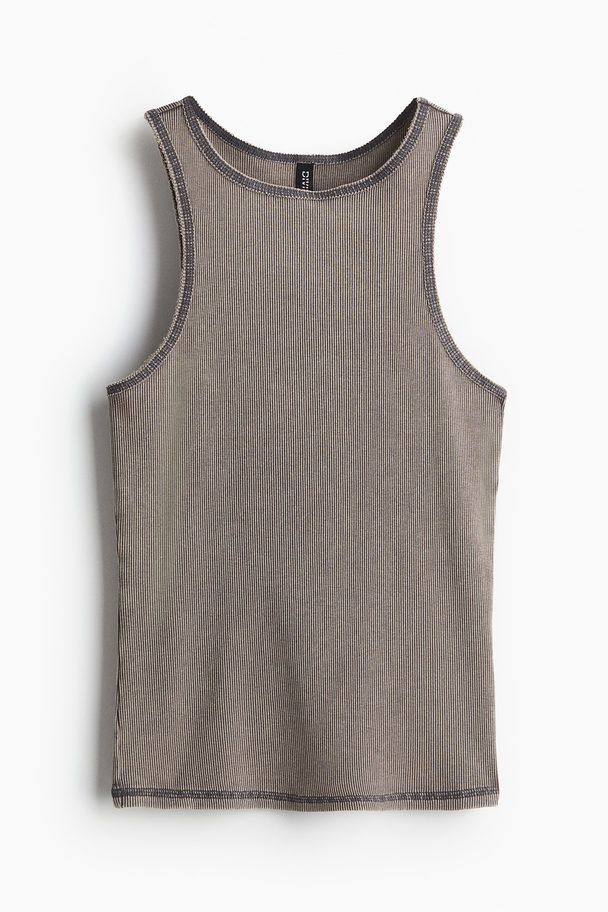 H&M Ribbed Vest Top Dark Grey/washed