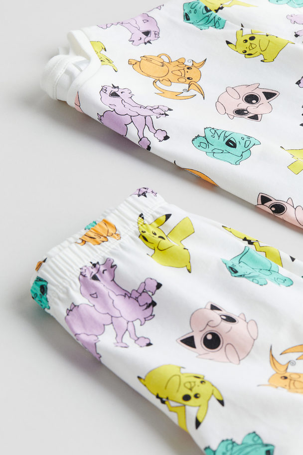 H&M Pyjamas I Trikot Med Trykk Hvit/pokémon