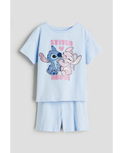 Printed Jersey Pyjamas Light Blue/lilo & Stitch