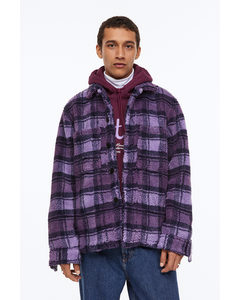 Relaxed Fit Teddy Overshirt Purple/black Checked