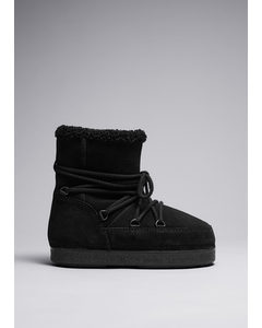 Suede Snow Boots Black