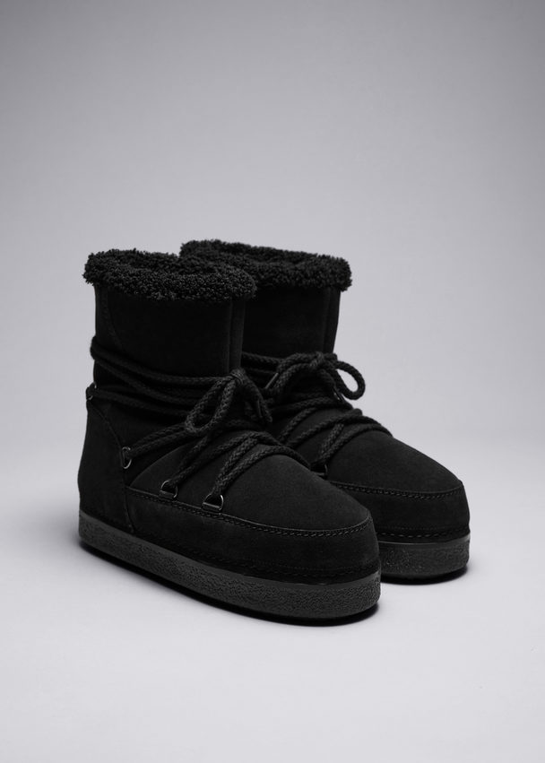 & Other Stories Suede Snow Boots Black