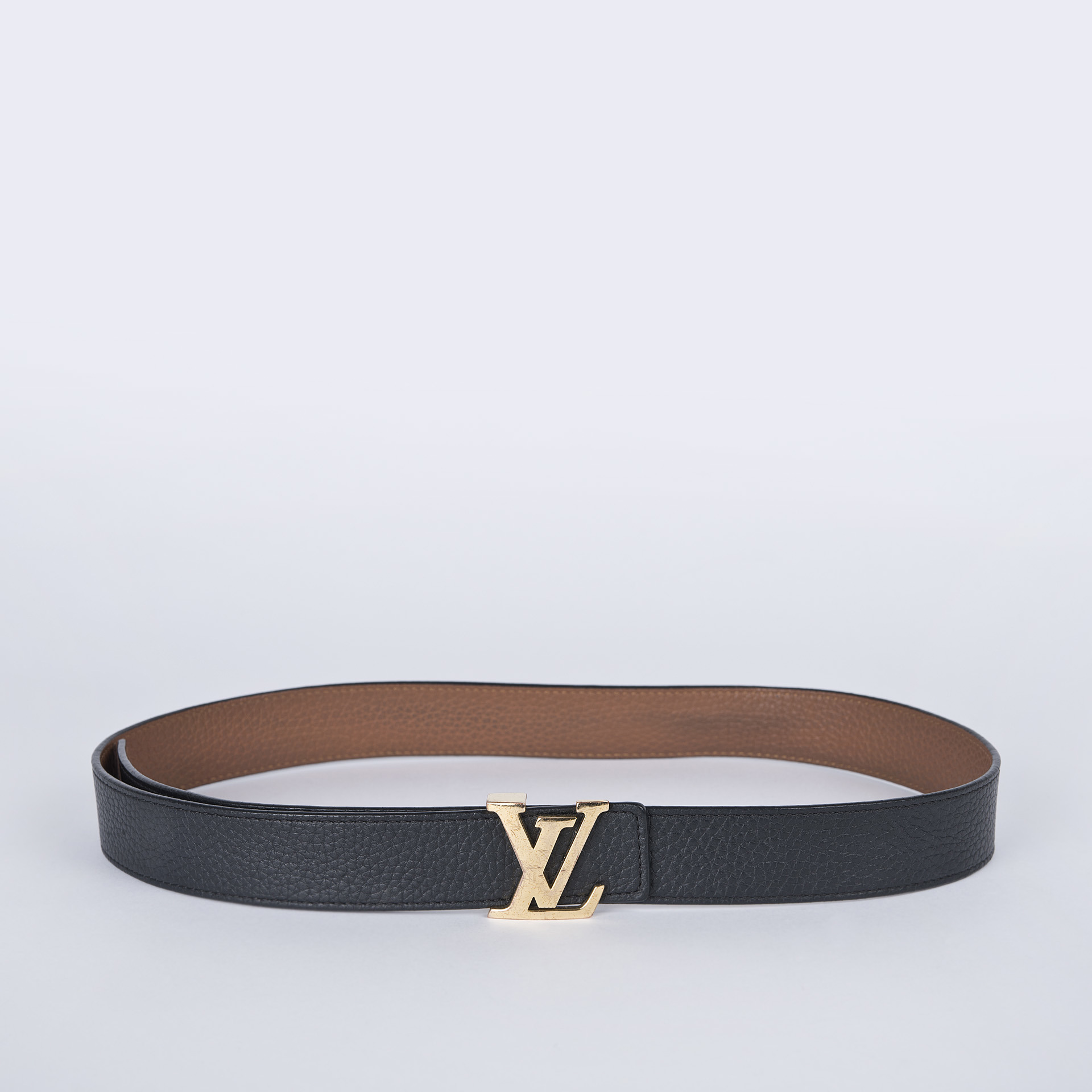 LV Initials 30MM Reversible Belt - Luxury Monogram Canvas Black