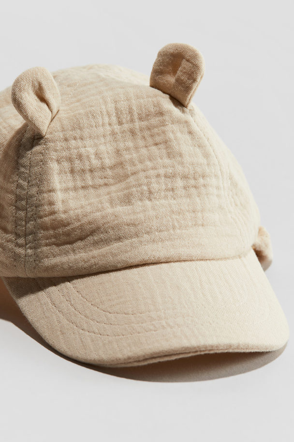 H&M Ear-detail Muslin Cap Beige