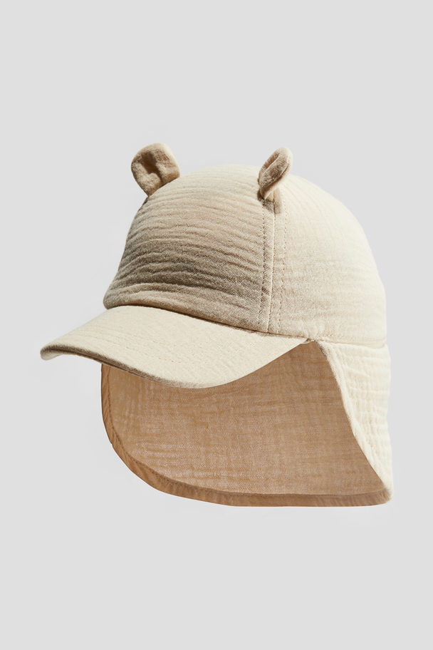 H&M Ear-detail Muslin Cap Beige