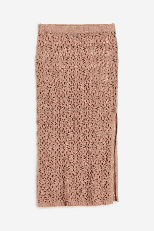 H&M Hole-knit Skirt Beige