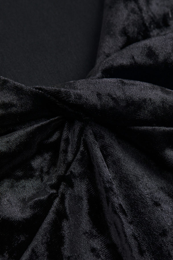 H&M Mama Knot-detail Velour Dress Black