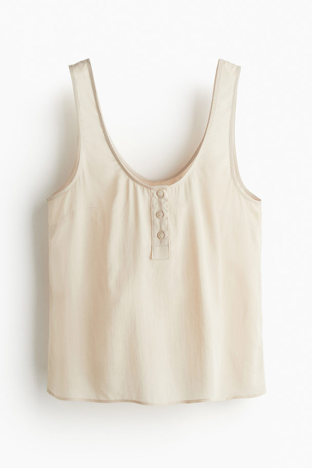 H&M Tanktop Med Knapper Foroven Lys Beige