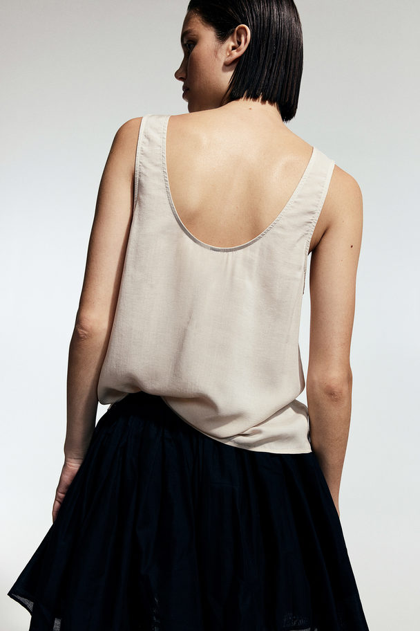 H&M Tanktop Med Knapper Foroven Lys Beige