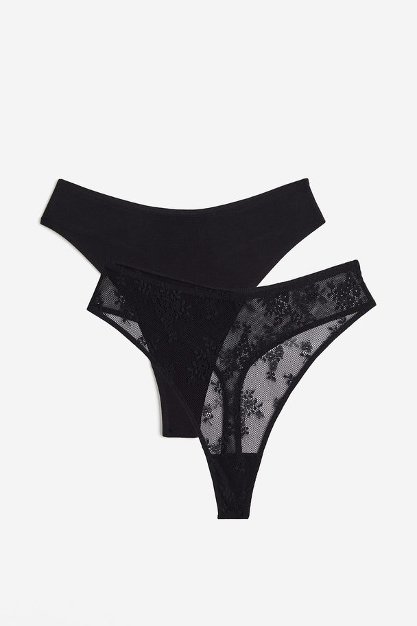 H&M 2-pak Trusser Thong Sort