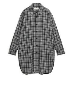 Flannel Shirt Dress Grey/black