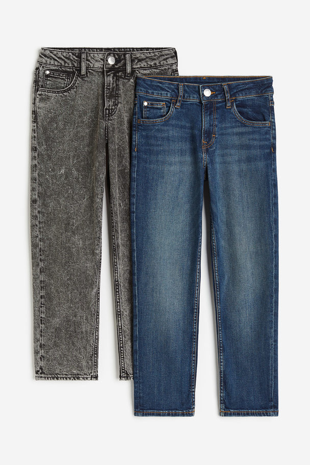 H&M 2-pack Comfort Stretch Relaxed Fit Jeans Denim Grey/denim Blue