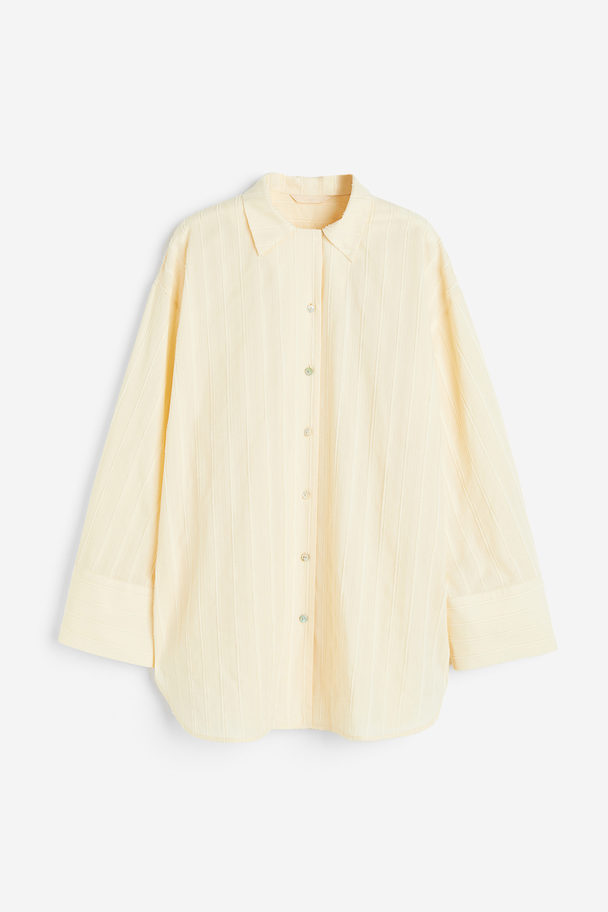 H&M Bluse mit Strukturstreifen Cremefarben