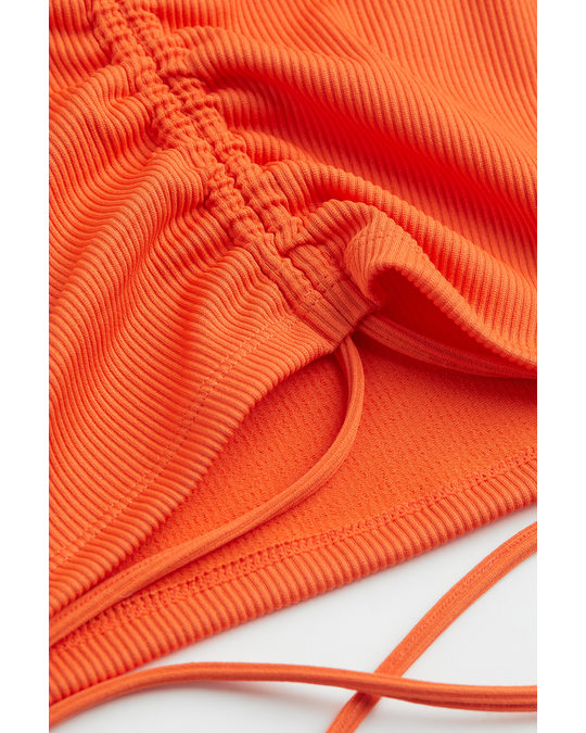 H&M Cropped Tie-detail Top Orange