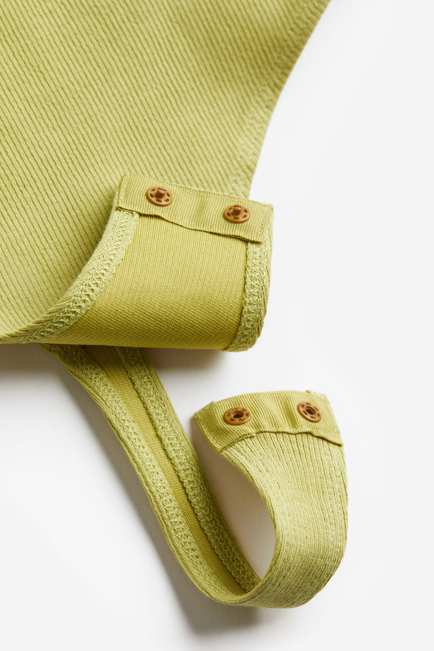 H&M Gerippter Stringbody Gelbgrün