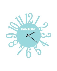 Homemania Pantone Clock Loop - Väggdekoration, Rund - Vardagsrum, Kök, Kontor - Himmelsblå, Vit Metall, 40 X 0,15 X 40 Cm