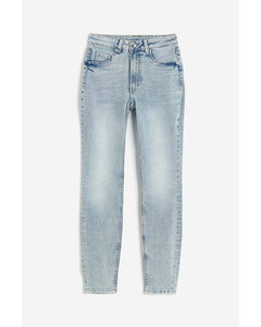 Skinny High Jeans Bleek Denimblauw