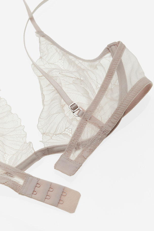 H&M Non-padded Underwired Lace Bra Pale Pink
