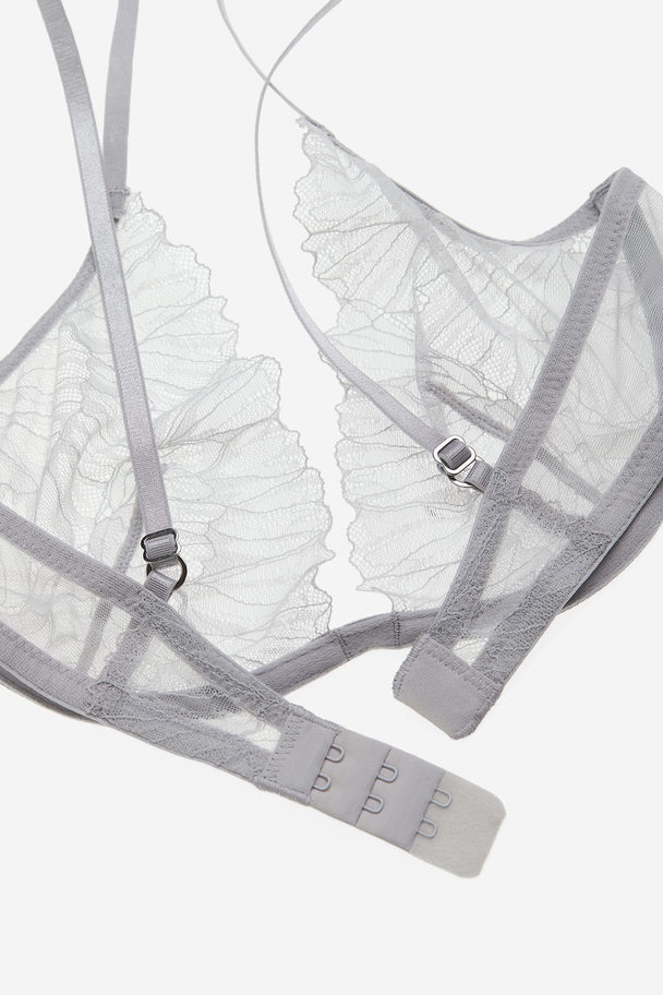 H&M Non-padded Underwired Lace Bra Light Grey