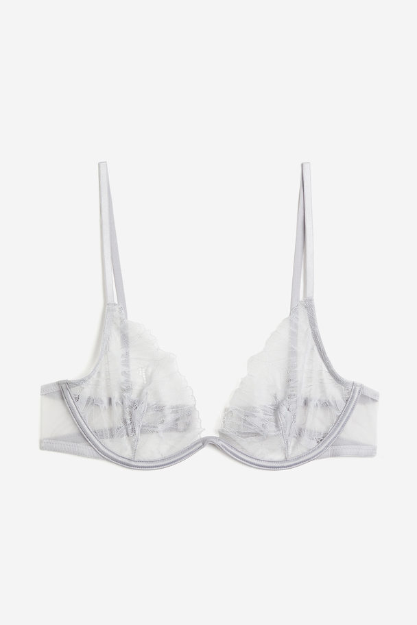 H&M Non-padded Underwired Lace Bra Light Grey