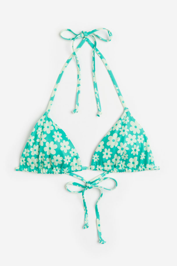 H&M Triangle Bikini Top Bright Green/floral