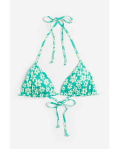 Triangle Bikini Top Bright Green/floral