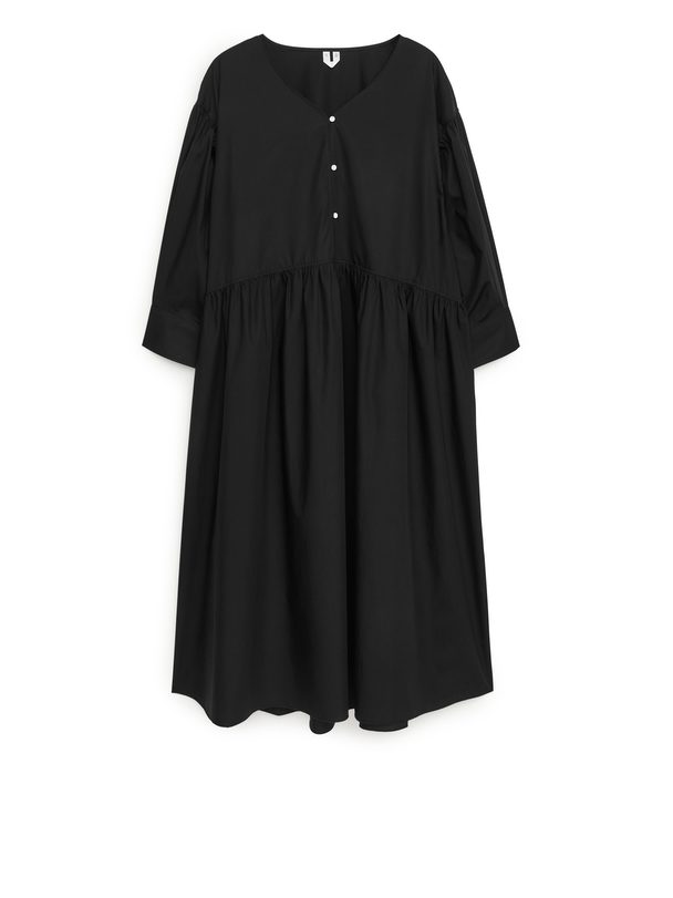 Arket Wide Poplin Dress Black