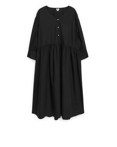 Wide Poplin Dress Black