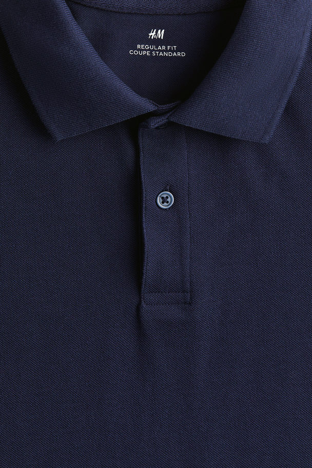 H&M Piqué Poloshirt - Regular Fit Marineblauw