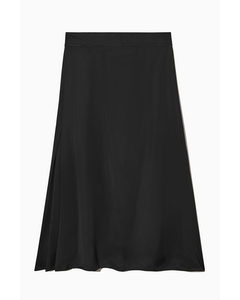 A-line Satin Skirt Black