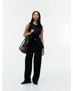 Linen-blend Trousers Black