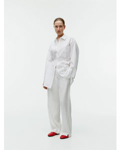 Linen-blend Trousers White