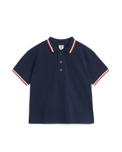 Baumwoll-Pikee-Poloshirt marineblau/rot/weiß