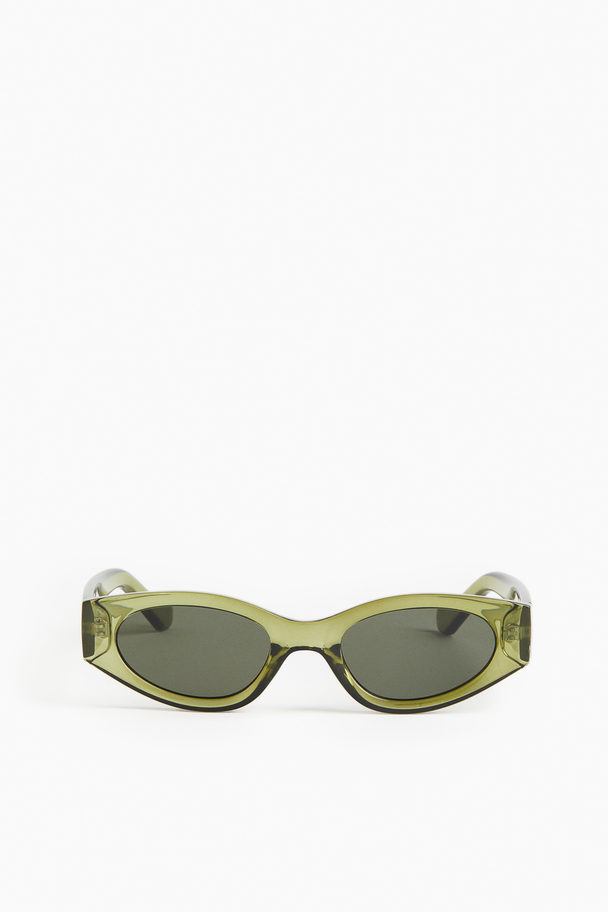 H&M Ovale Sonnenbrille Olivgrün