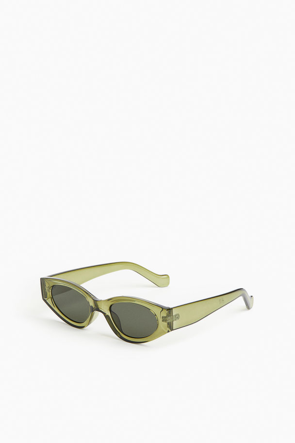 H&M Ovale Sonnenbrille Olivgrün