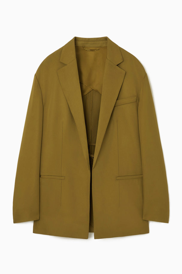 COS Oversized Tie-front Blazer Khaki Green