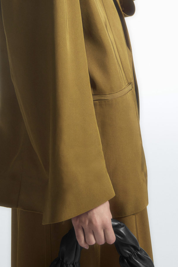 COS Oversized Tie-front Blazer Khaki Green