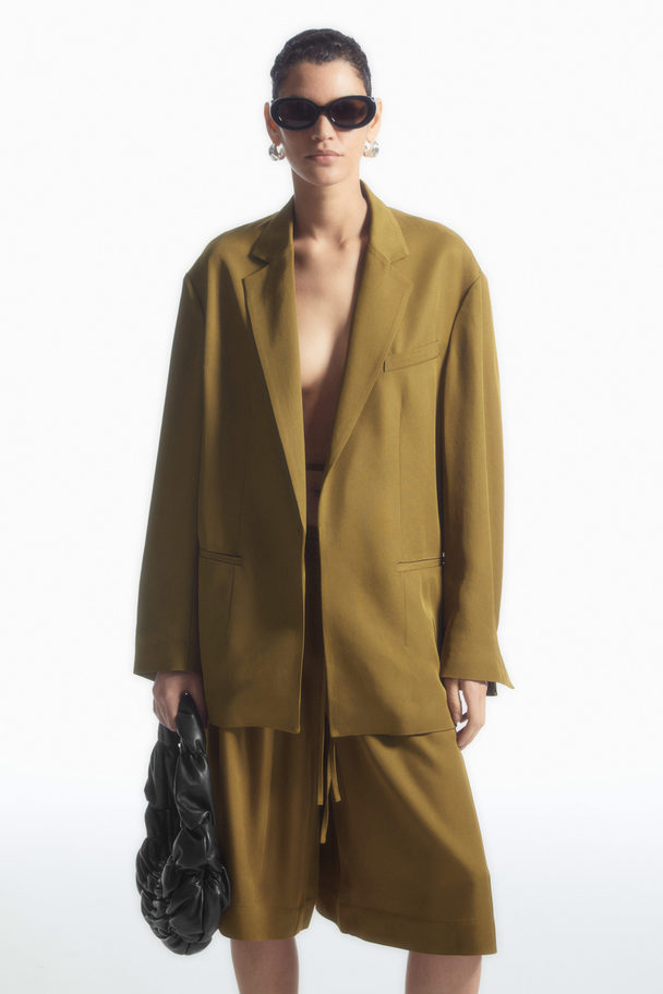 COS Oversized Tie-front Blazer Khaki Green