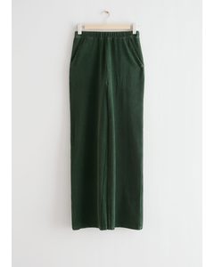 Elasticated Waist Cordurouy Trousers Green