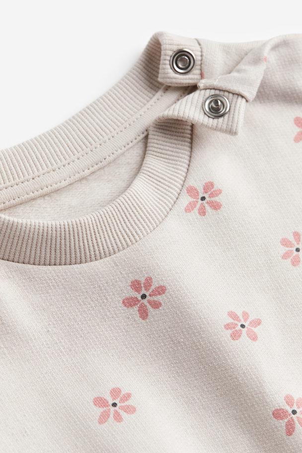 H&M 2-piece Sweatshirt And Leggings Set Pink/floral
