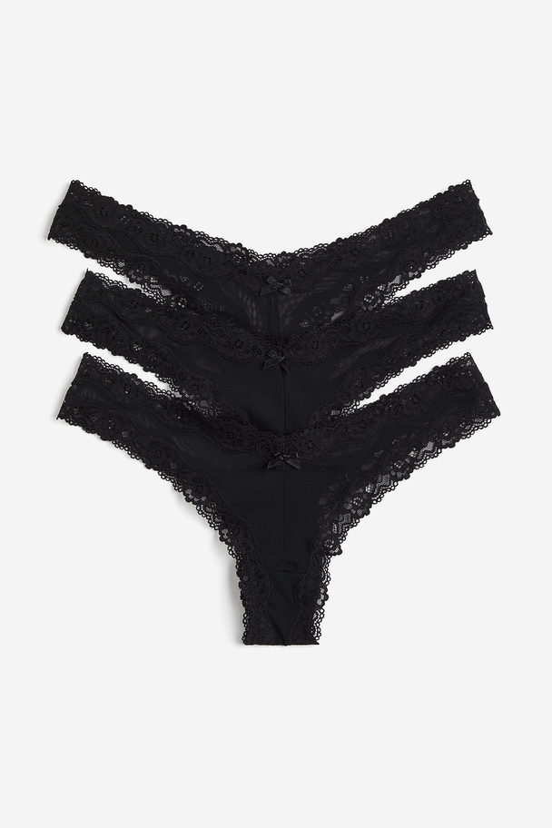 H&M 3-pack Mesh Brazilian Briefs Black